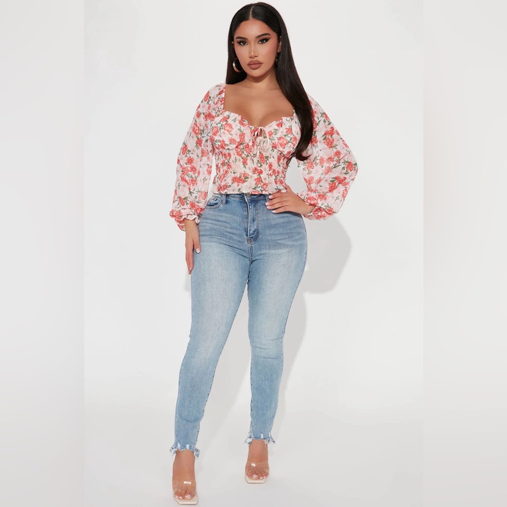 Fashion Nova Botanical Vibes Floral Top - Blush/combo